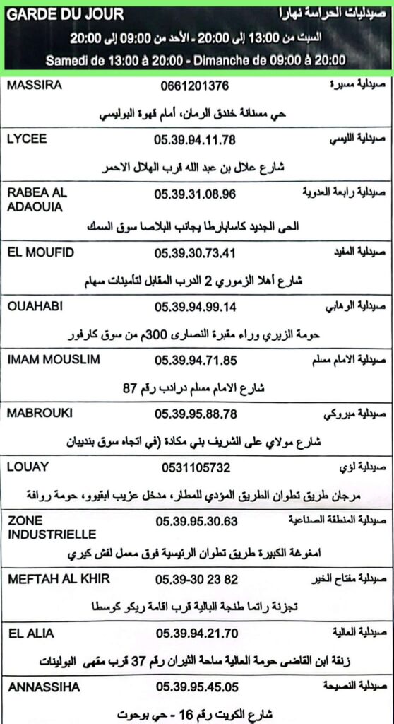 pharmacie de garde tanger dimanche