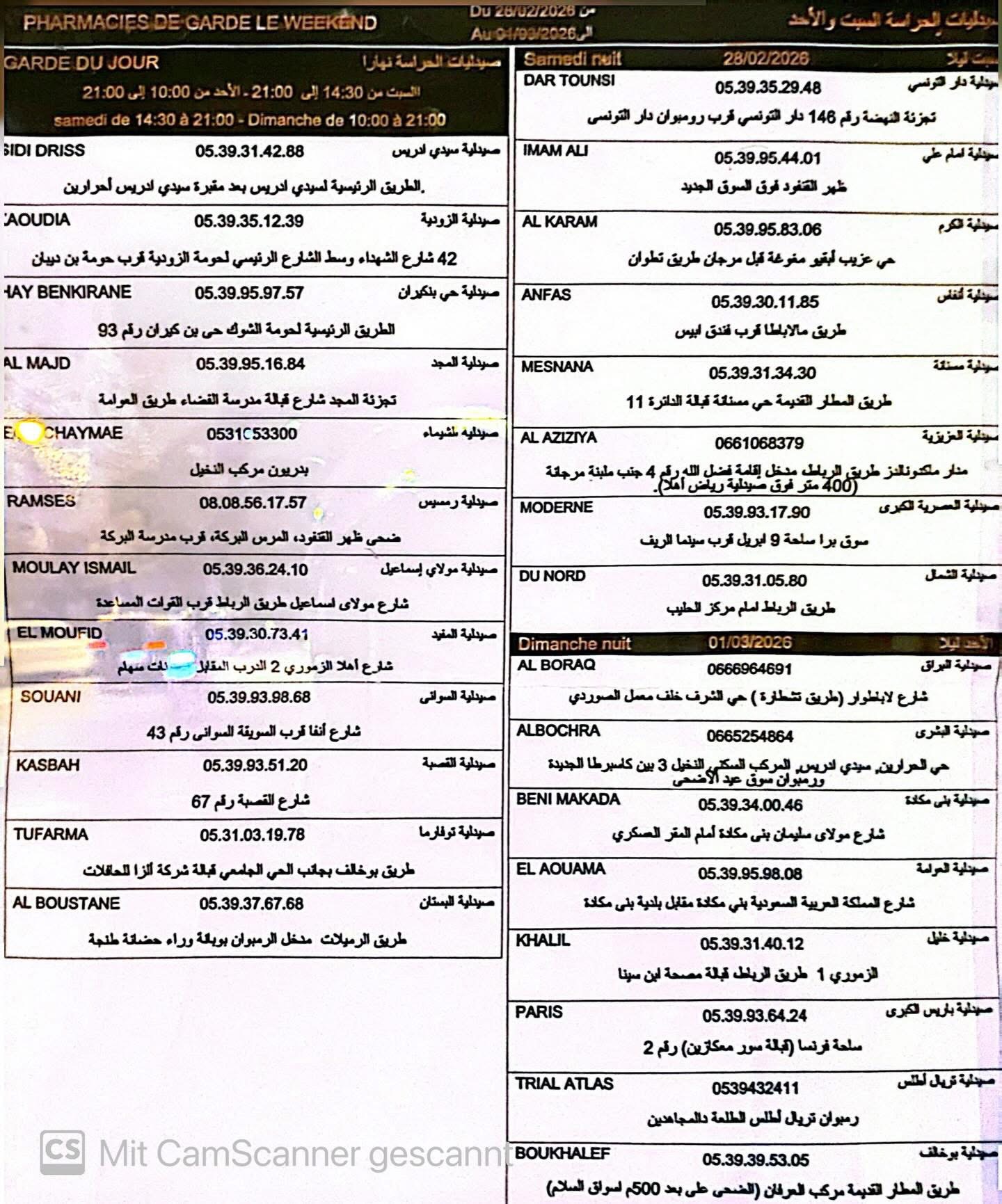 pharmacie de garde tanger