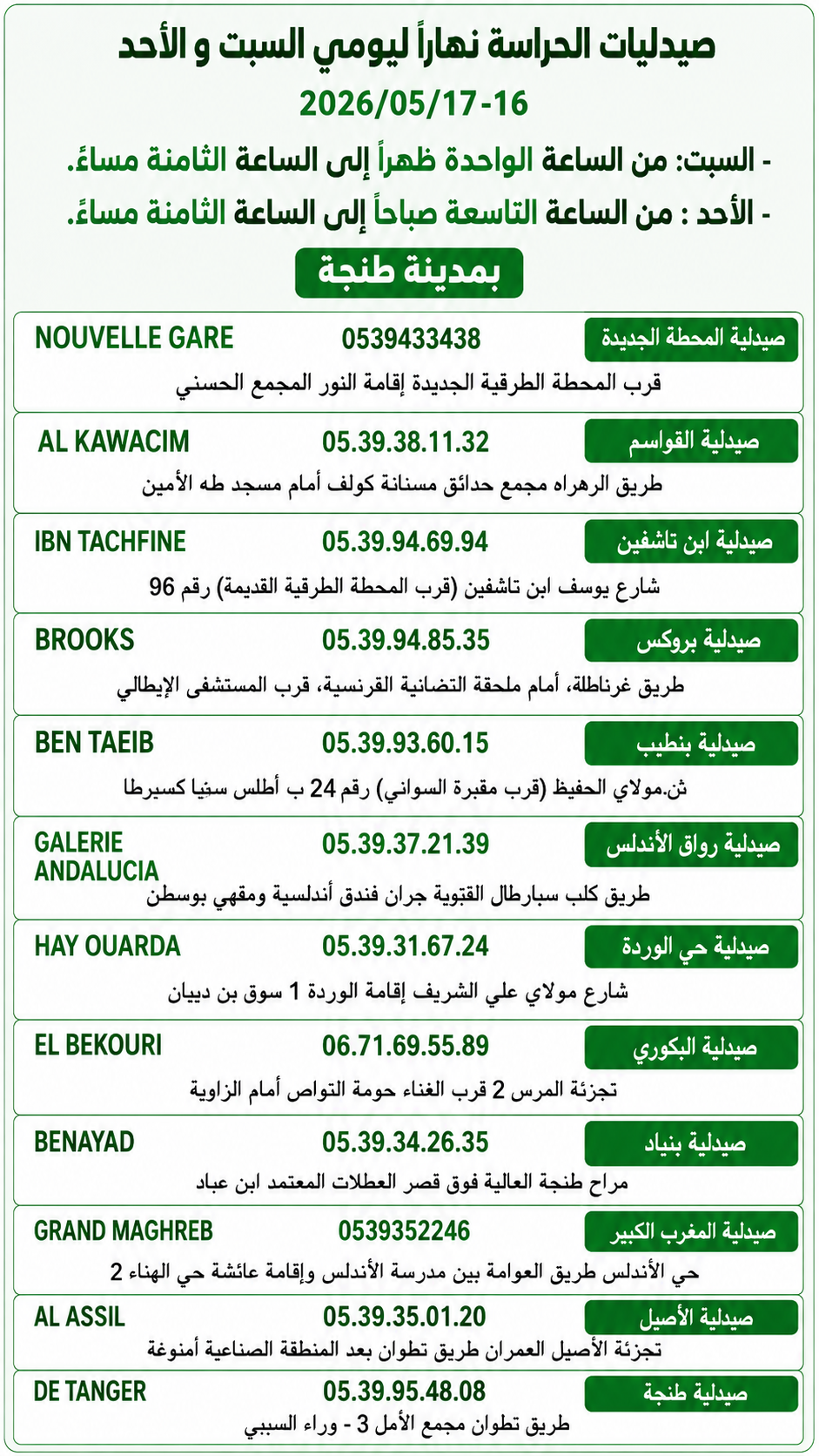 pharmacie de garde tanger